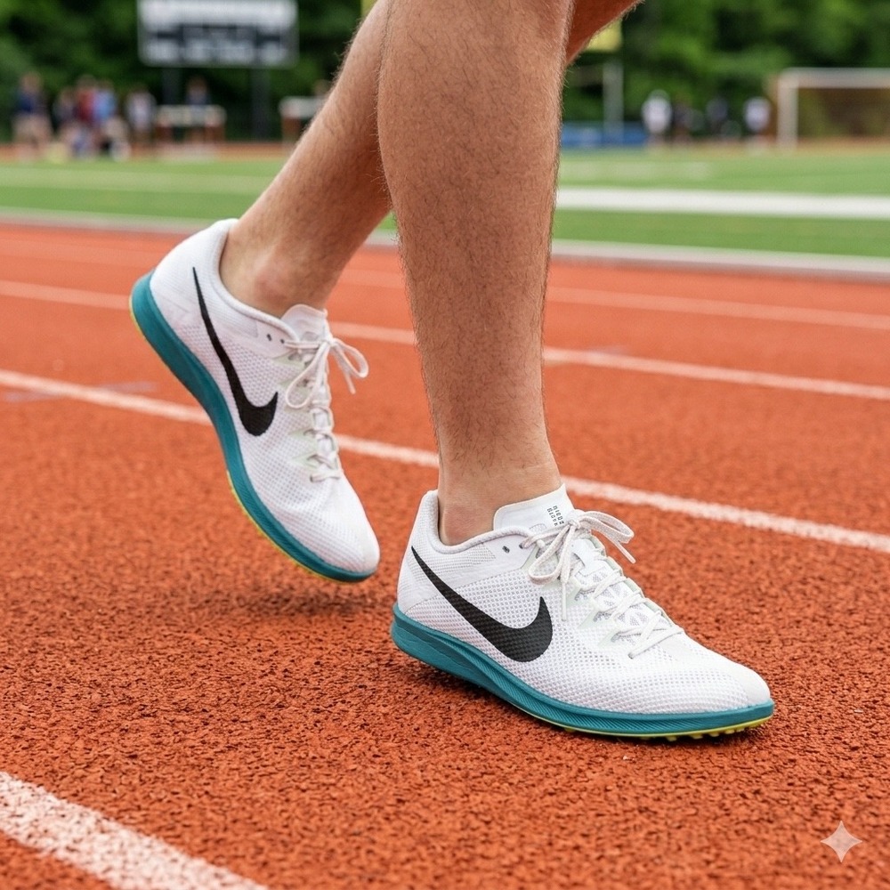 Nike Rival Distance Track Spikes Mens 9 White Teal FZ9653-102 Excellent **NEW**